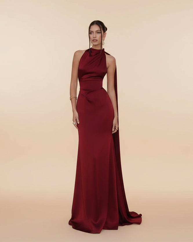 Backless Corset Mermaid Dress with High Neckline