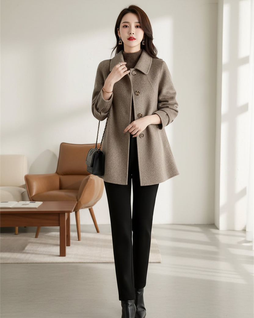Women's Elegant Wool Blend Winter Coat