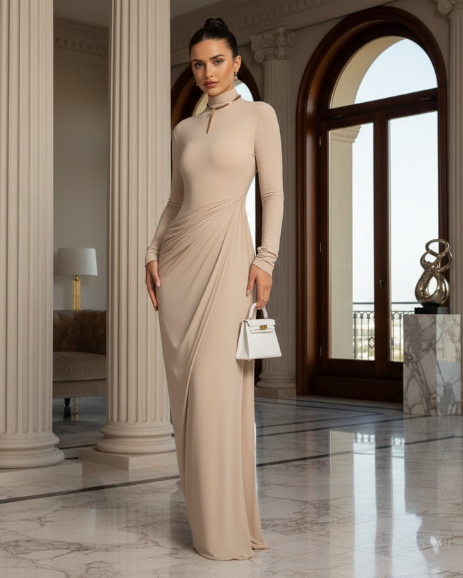 Elegant Nude Long Dress