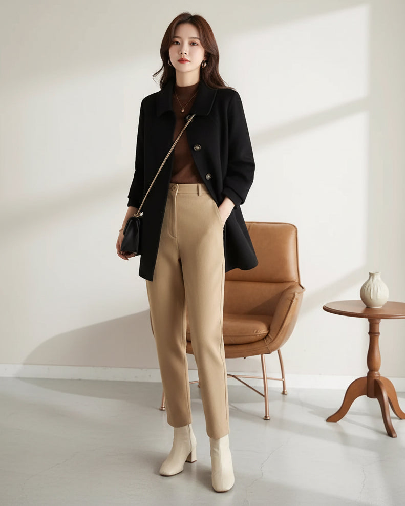 Women's Elegant Wool Blend Winter Coat